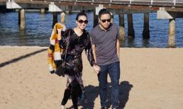 Đinh Ngọc Diệp và Victor Vũ tình cảm đi dạo trên bãi biển ở Mỹ