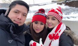 Người đẹp Cindy Trần Mai Anh bất ngờ hội ngộ Bình Minh và Mai Thu Huyền trên đỉnh núi tuyết