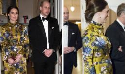 Công nương Kate Middleton mặc đồ lòe loẹt, vác bụng bầu tới Thụy Điển cùng chồng