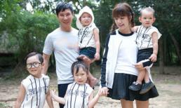 Bà xã Lý Hải diện váy ngắn cũn cùng các con lên phim trường thăm chồng