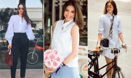 Chỉ với áo sơ mi đơn giản, Phạm Hương vẫn chứng tỏ nhan sắc đẹp 'quên lối về'