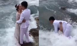 Cười sấp mặt với những pha tai nạn vì ham hố tạo dáng của cô dâu chú rể