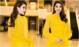 Phạm Hương tiếp tục khoe nhan sắc 'tuyệt tác' với đầm dạ hội vàng rực
