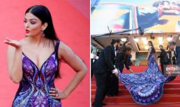 LHP Cannes ngày 5: 'Hoa hậu đẹp nhất thế giới' càn quét thảm đỏ với chiếc váy dài cần 5 người nâng đỡ