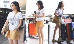 Hết thời ăn mặc 'úi xùi', Triệu Vy bây giờ ra sân bay cũng đẹp như ai