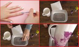 Đặt cốc trắng vào nước sơn móng tay, khi bỏ lên đảm bảo khối người bất ngờ
