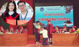 Nữ sinh xinh đẹp bất ngờ được thầy giáo quỳ gối cầu hôn trong buổi lễ tốt nghiệp