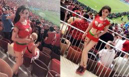Hot girl Trung Quốc gây xôn xao vì mặc quá bốc lửa đến Nga cổ vũ World Cup