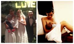 Khoảnh khắc tranh thủ cho con trai bú trong hôn lễ của Nguyễn Hợp khiến khán giả xúc động