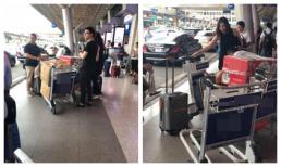 Á hậu Tú Anh gầy gò lần đầu xuất hiện cùng chồng tại sân bay sau ngày cưới