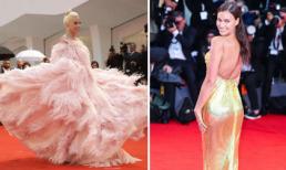 Bất chấp trời mưa Lady Gaga chơi trội với đầm lông vũ siêu khủng, Irina Shayk khoe lưng trần trên thảm đỏ LHP Venice 