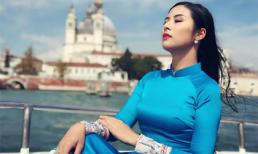 Hoa hậu Ngọc Hân diện áo dài lụa thả dáng ở Venice