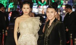 Ông bầu Kenbi Khánh Phạm hộ tống siêu mẫu Quỳnh Hoa đi sự kiện