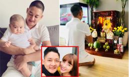 Thành Đạt xuống tóc, cầu bình an cho vợ khi biết Hải Băng mang thai lần 3 dù mới sinh con được ba tháng