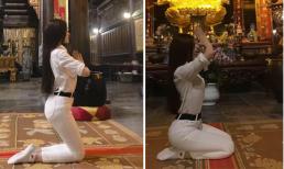 Thư Dung bị 'ném đá' vì tạo dáng phản cảm khi đi chùa sau nghi án bán dâm nghìn USD