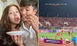 Phản ứng của dàn bạn gái cầu thủ sau chiến thắng, chú ý nhất là người yêu trung vệ Bùi Tiến Dũng khi anh ngồi hàng ghế dự bị