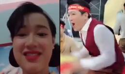 Trường Giang - Nhã Phương phấn khích tột cùng ăn mừng bàn thắng của Anh Đức