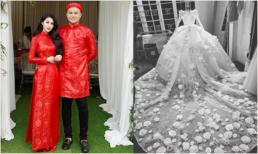 Váy cưới 999 bông hồng nở rộ và đính kết hàng ngàn viên đá của hot girl Vân Navy