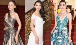 Tiểu Vy cùng Phương Nga, Thuý An và Thuỳ Tiên 'chị chị em em' rực rỡ trên thảm đỏ Mai Vàng 2018