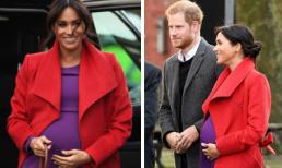 Công nương Meghan Markle vác bụng bầu to lùm lùm, chơi trội với set đồ màu cực “sến” giá hàng chục triệu 