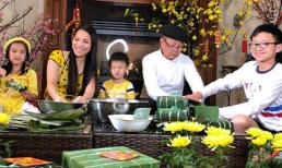 Gia đình Hồng Ngọc quây quần gói bánh chưng sớm tại Mỹ