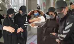 Ông xã hộ tống Triệu Lệ Dĩnh, quý tử nhỏ được trùm kín khi xuất viện về nhà 