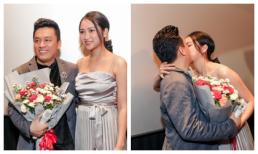 Bà xã Lam Trường bất ngờ lộng lẫy như 'celeb', lần đầu ôm hoa đến ủng hộ và ôm hôn chồng trước truyền thông