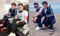 Ngồi máy bay hạng sang cùng con trai ruột, danh hài Hoài Linh gây chú ý với đôi dép tông
