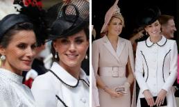 Công nương Kate thể hiện đẳng cấp thời trang khi xuất hiện cùng chung khung hình với Hoàng hậu Tây Ban Nha và Hà Lan 