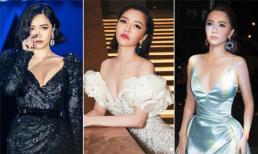 Nhờ kỹ năng 'gói xôi nhiều lá', Bích Phương cũng có vòng một nhấp nhô như ai khi diện đầm khoét sâu