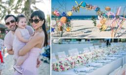 Vợ chồng Hà Anh tổ chức sinh nhật hoành tráng trên bờ biển cho con gái