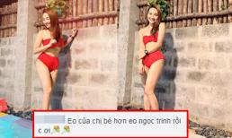 Diện bikini hai mảnh, Bảo Thanh được khen vòng eo bé hơn Ngọc Trinh