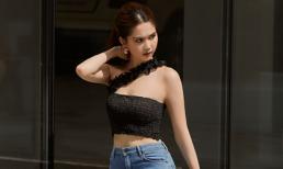 Ngọc Trinh biến tấu với quần ống rộng, áo crop-top khoe vòng eo con kiến trứ danh