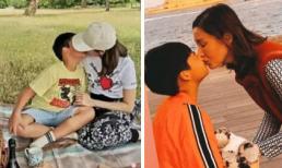 Hoa hậu đẹp nhất Hong Kong gây xôn xao khi hôn môi con trai 8 tuổi như người tình 