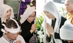 Hoa hậu Đền Hùng Giáng My đau buồn, bật khóc trong đám tang của bố