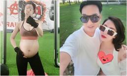 Bà xã MC Thành Trung lần đầu cởi áo khoe bụng bầu, tiết lộ đã tăng 4kg