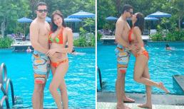 Mang bầu 6 tháng, MC Phương Mai tự tin diện bikini gợi cảm bên chồng Tây