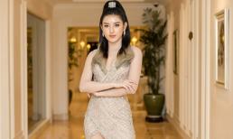 Á hậu Huyền My nhuộm tóc vàng, gây chú ý với váy cắt xẻ táo bạo