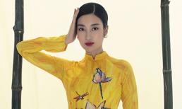 Hoa hậu Đỗ Mỹ Linh khoe dáng thướt tha với áo dài dịu dàng nhân mùa Vu lan