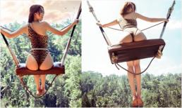 Ngọc Trinh lại diện bikini ngồi xích đu phô trọn vòng 3 'siêu gợi cảm'