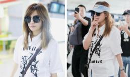 Không ngại tin đồn bầu bí, Triệu Vy để mặt mộc, mặc đồ rộng ở sân bay 