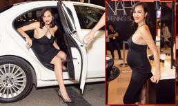 Phương Mai khệ nệ vác bụng bầu 7 tháng, đi giày cao gót tới sự kiện