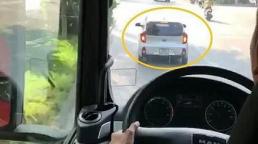 Xe Morning cố tình không nhường đường cho xe cứu hoả đi chữa cháy chợ Tó