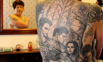 Xăm kín lưng hình "Chạng Vạng"