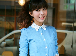 Diện áo váy tay bồng che nhược điểm vai xuôi