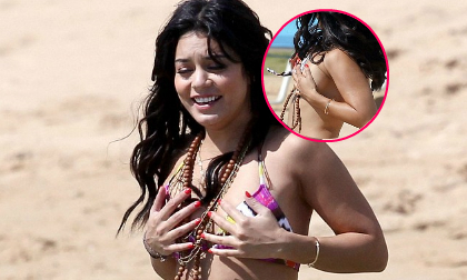 Màn... tụt áo ngực ngay giữa biển của Vanessa Hudgens