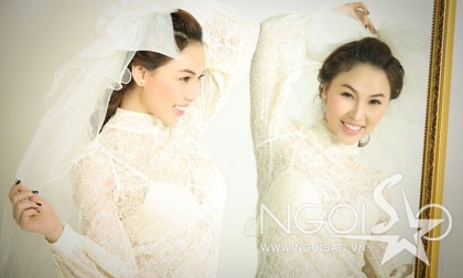 Ngắm Quỳnh Thư diện váy cưới sexy "mặc như không" 