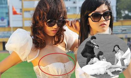 Hồng Quế diện váy cúp ngực trễ, "lăn xả" trên sân bóng