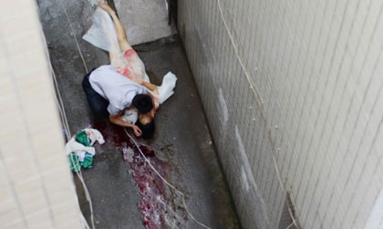 Nhói lòng bức ảnh chàng trai hôn xác người yêu