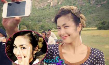 Hà Tăng chăm chỉ chụp hình "tự sướng" tại phim trường